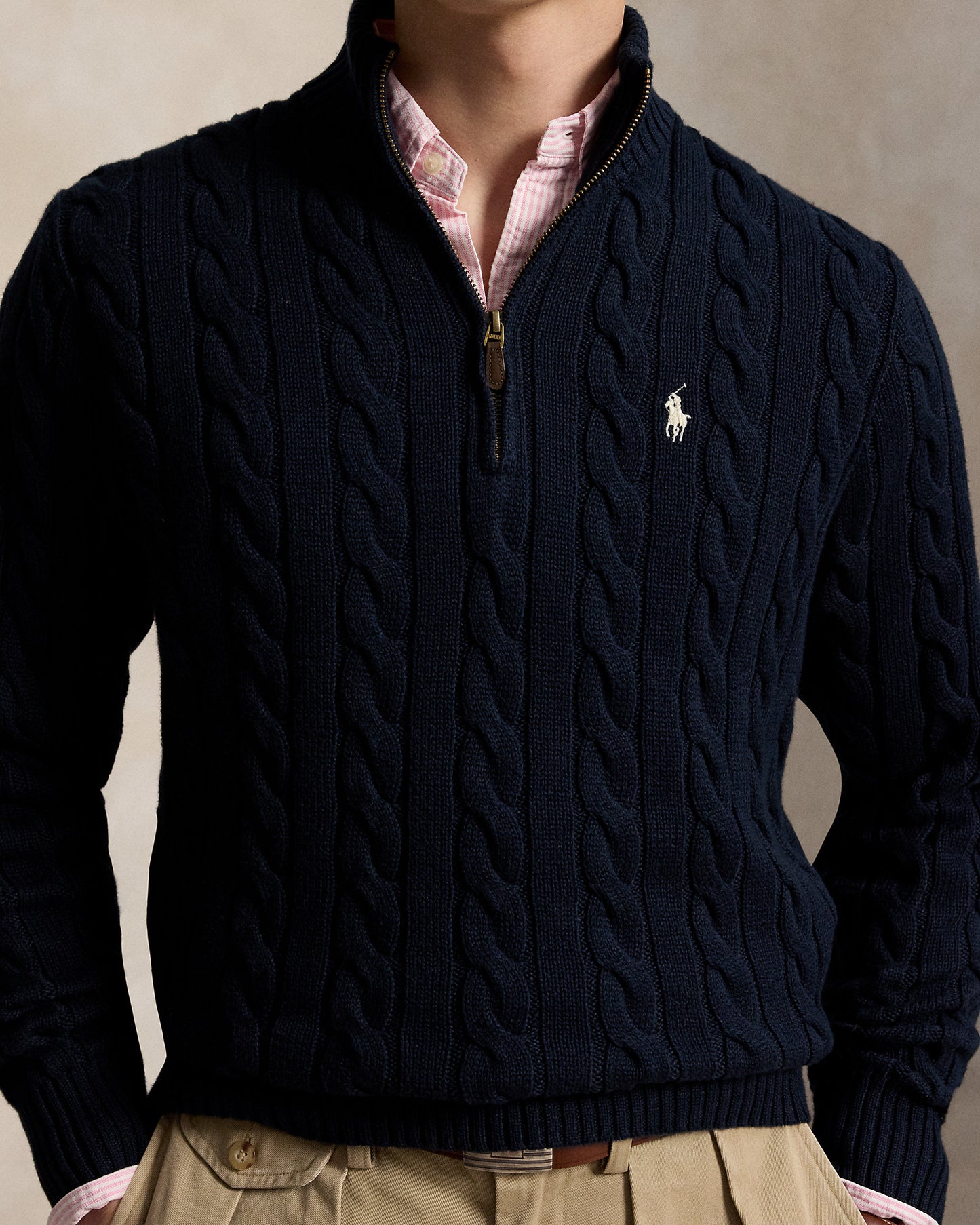 Cable-Knit Cotton Quarter-Zip Jumper